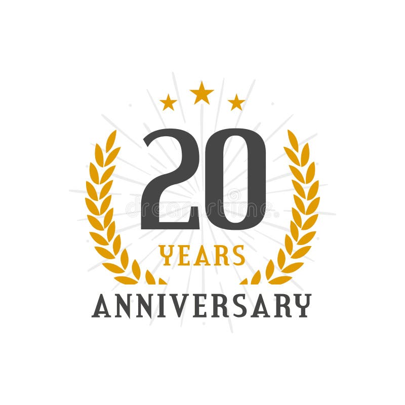 20 rok Rocznicowej złotej laurowej wianku logo odznaki royalty ilustracja 20 rok Rocznicowej złotej laurowej wianku logo odznaki royalty ilustracja