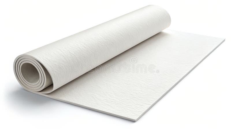 Rolat alb mat texturate suprafață 3D redare minimalist Design mat podele yoga mat spumă stock illustration