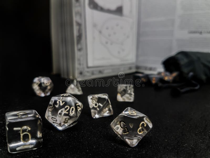 Roleplaying Dice Set Placed on the Table Stock Image Image of