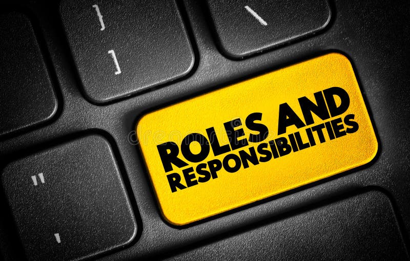 Roles And Responsibilities text button on keyboard, concept background stock photos