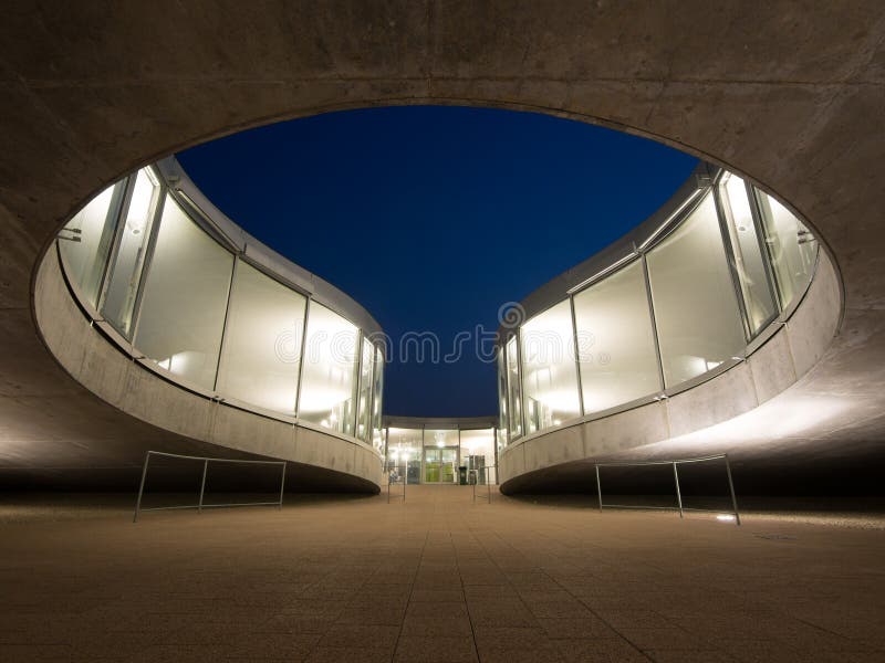Rolex Learning Center At EPFL After Sunset stock photography