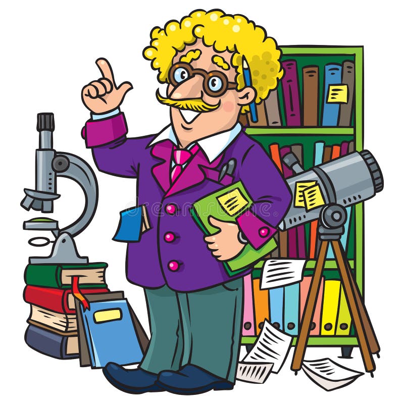 Rolig forskare eller uppfinnare, yrkeabcserie stock illustrationer Rolig forskare eller uppfinnare, yrkeabcserie stock illustrationer