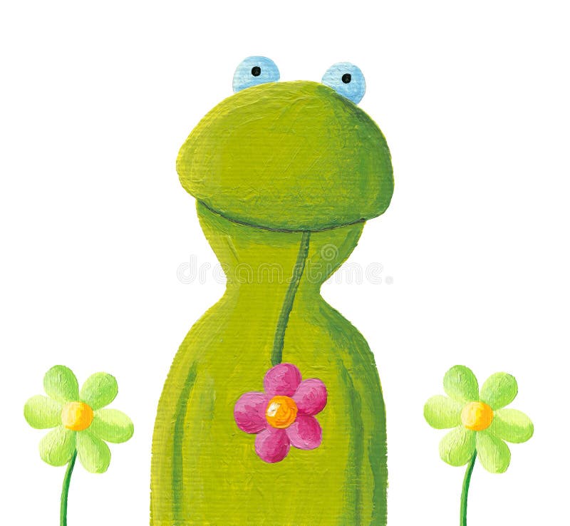 Rolig groda i blommorna stock illustrationer