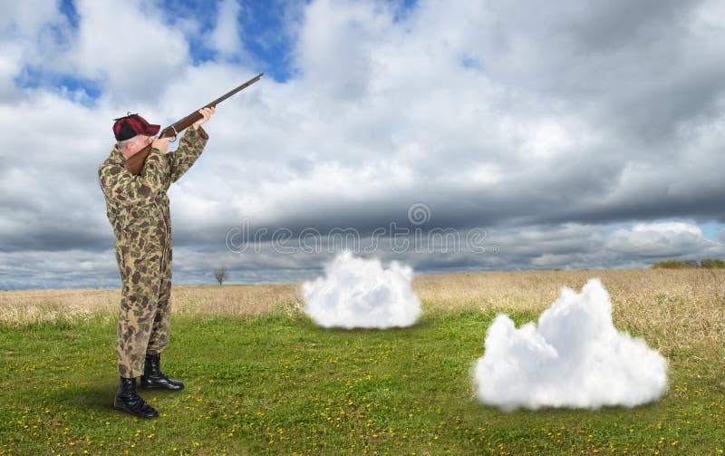 Rolig jägare som jagar regnmoln som är overkliga arkivfoto