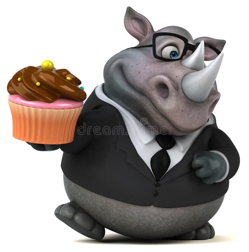 Rolig noshörning - illustration 3D royaltyfri illustrationer Rolig noshörning - illustration 3D royaltyfri illustrationer