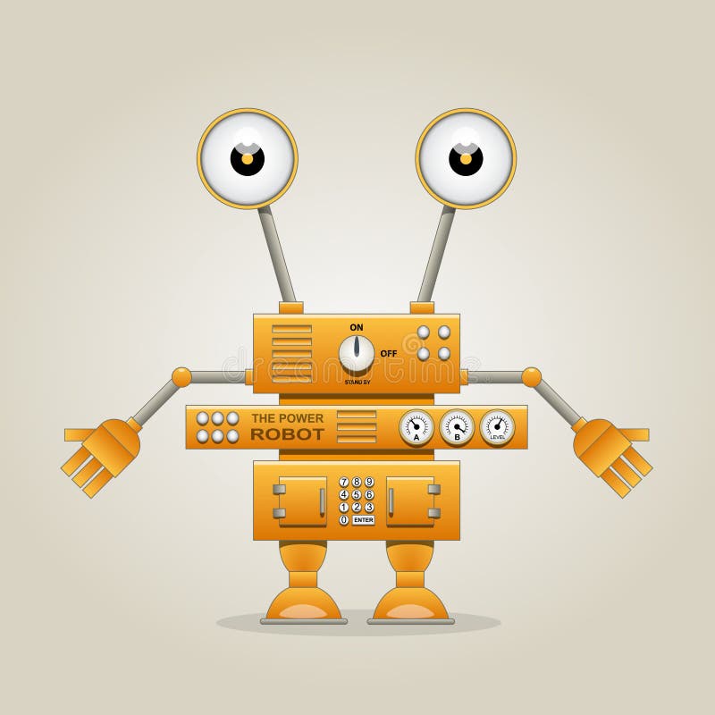 Rolig orange robot vektor illustrationer Rolig orange robot vektor illustrationer