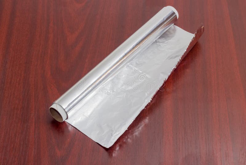 Roll of the Aluminum Foil for Household Use Stock Photo Image of