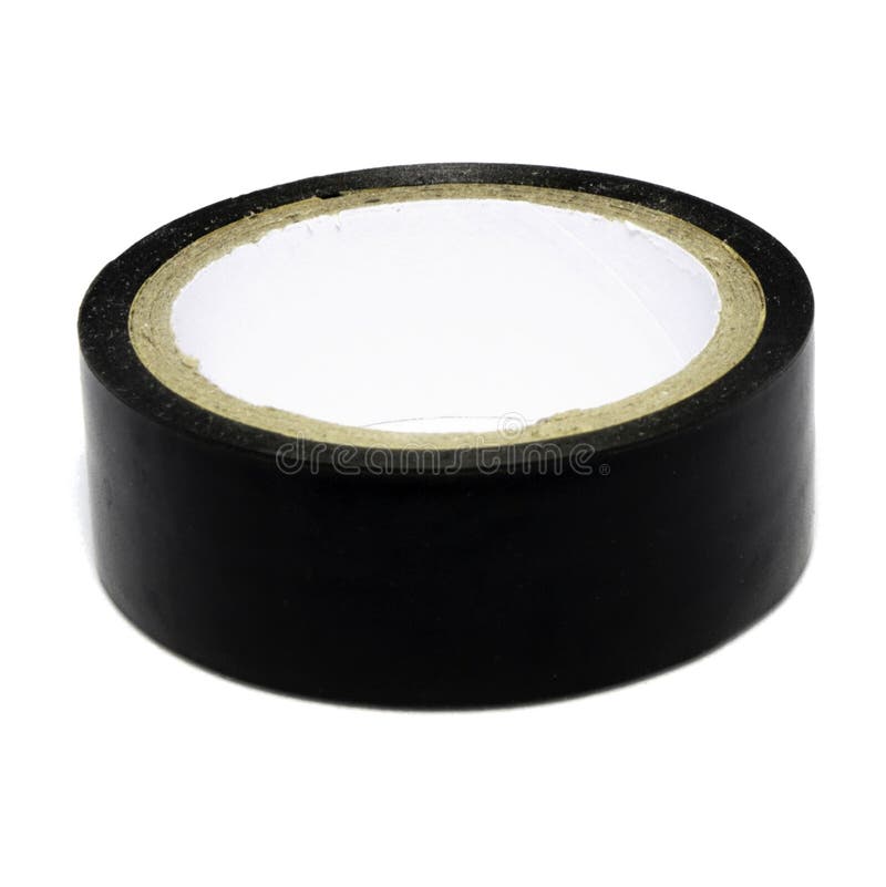 Roll Of Black Plastic Duct Tape Isolated On White Stock