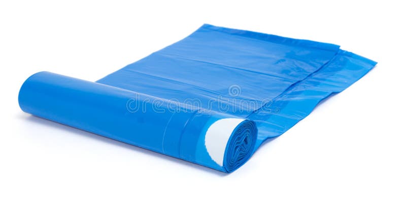 Roll Of Blue Plastic Garbage Bags Isolated On White Background Stock Photo,  Picture and Royalty Free Image. Image 121584655.