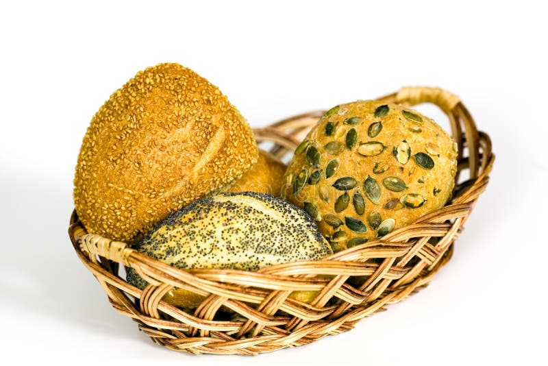 roll bread with pumpkin and poppy seeds on
