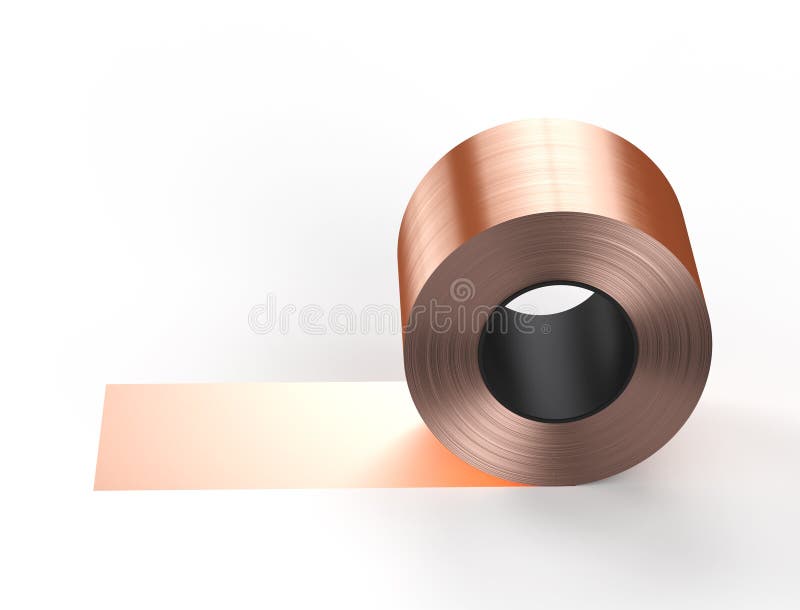 Roll of Copper Sheet or Heap of Copper Tape Stock Illustration