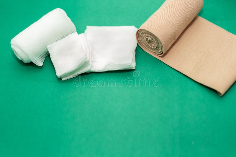 Roll Elastic Bandage Gauze for First Aid Using Stock Image Image of