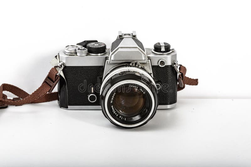 Old Photo Camera Insolated in White for Photography Class 35mm Film