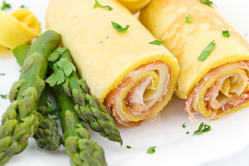 Crepes with Asparagus and Cream Sauce Stock Image Image of pancake
