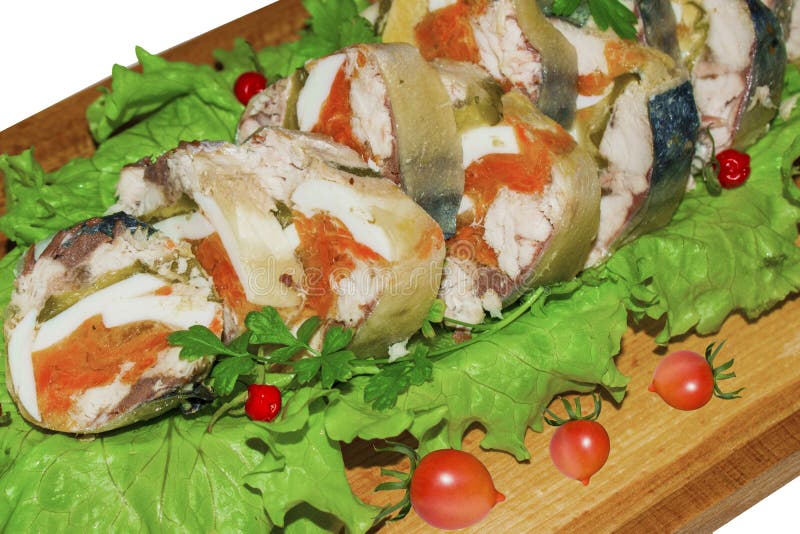 Roll of Mackerel with Vegetables Stock Photo Image of green, snack