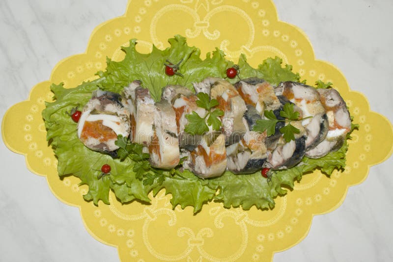 Roll of Mackerel with Vegetables Stock Image Image of salad, gelatin