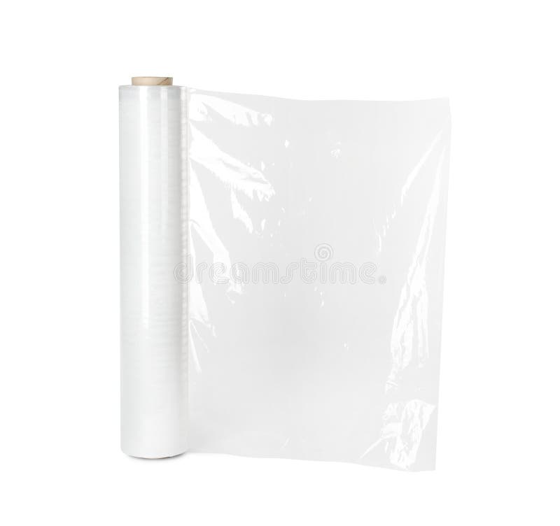 Roll of Plastic Stretch Wrap Film Isolated on White Stock Image Image