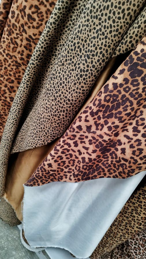 A Roll of Tiger Print Fabric at a Fabric Market Stock Image Image of
