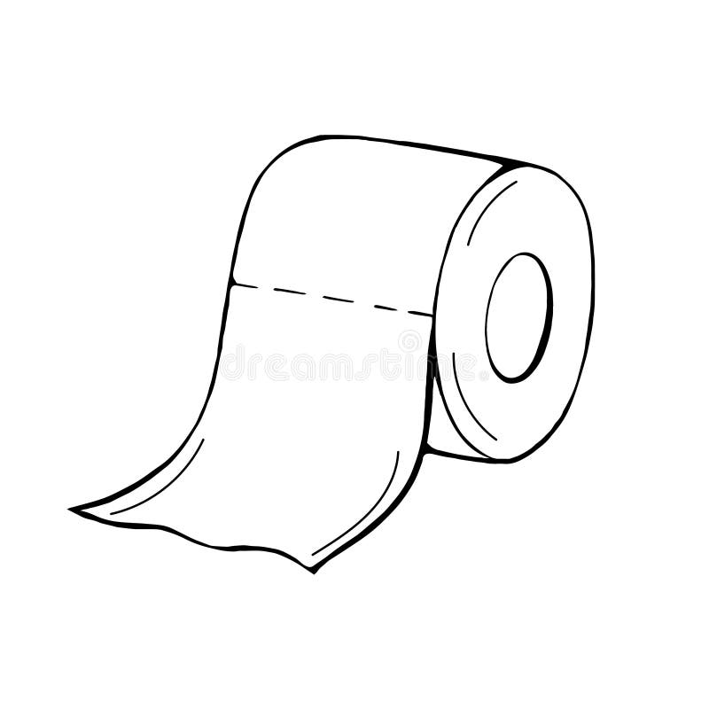 A Roll of Toilet Paper in the Doodle Style.Hand-drawn Toilet Paper