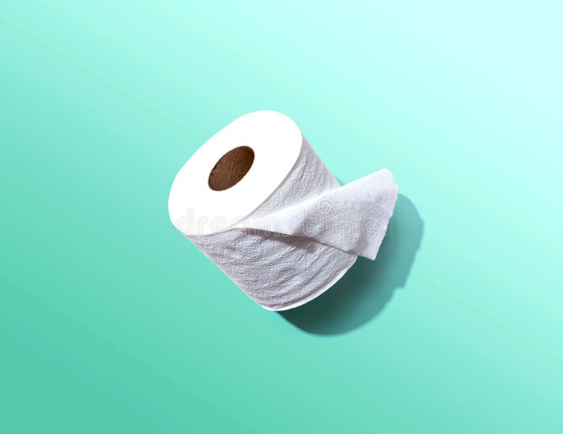 A roll of toilet paper overhead view
