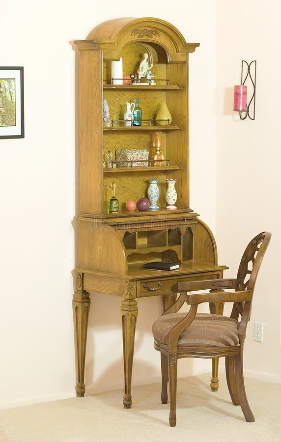 Roll Top Desk with Hutch Open Stock Photo Image of chair, pigeon 1840090