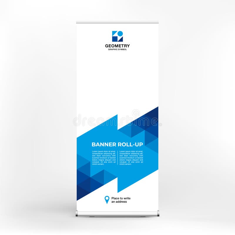 Rollup Advertising Stand, Modern Design of a Portable Banner Stock Vector Illustration of