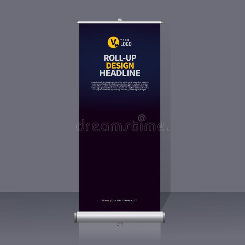 Roll up banner design template, vertical, abstract background, pull up design. Vector Banner vector illustration