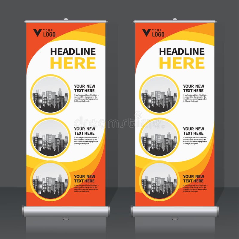 Roll up banner design template, vertical, abstract background, pull up design. Vector Banner royalty free illustration
