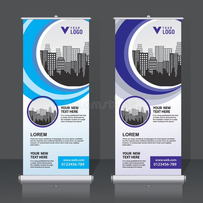Roll up banner design template, vertical, abstract background, pull up design. Vector Banner stock illustration