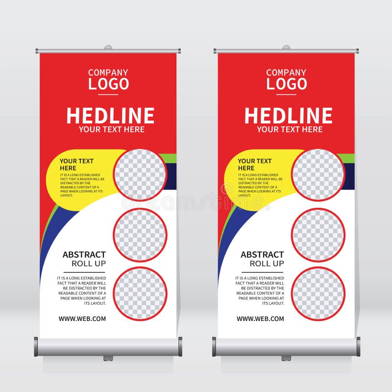 Roll up banner design template, vertical, abstract background, pull up design. Vector Banner royalty free illustration