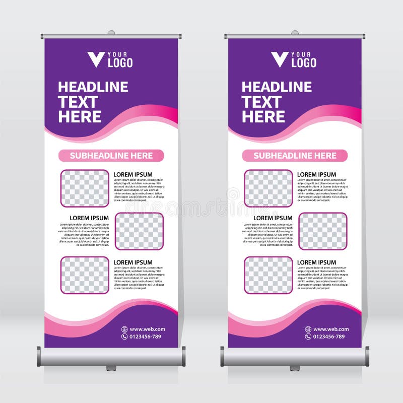Roll up banner design template, vertical, abstract background, pull up design. Vector Banner vector illustration