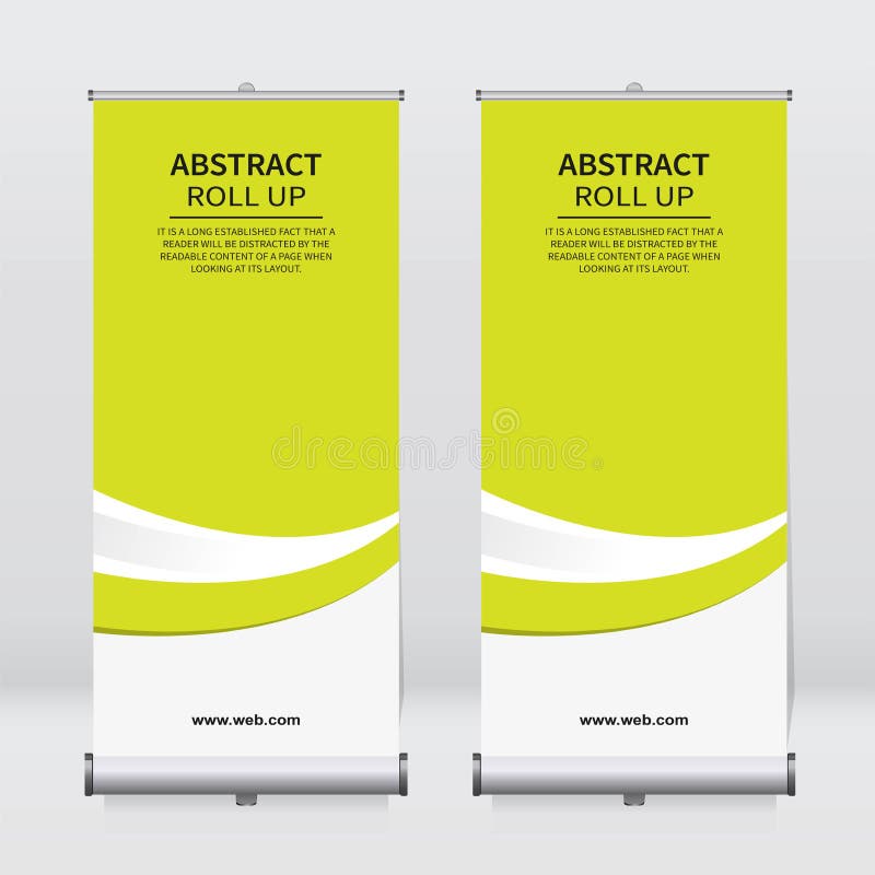 Roll up banner design template, vertical, abstract background, pull up design. Vector Banner stock illustration
