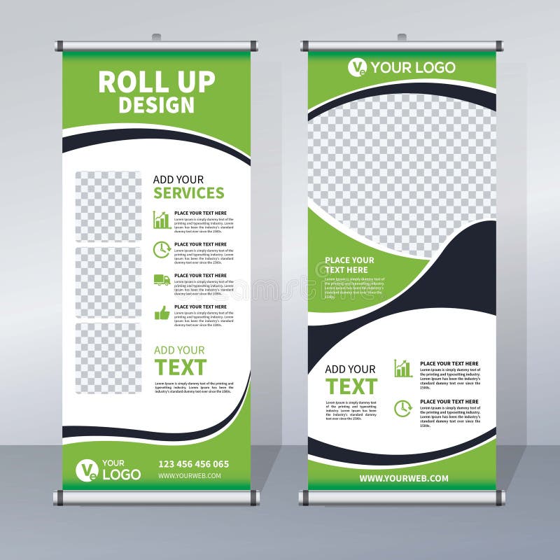 Roll Up Banner Design Template, Vertical, Abstract Background, Pull Up