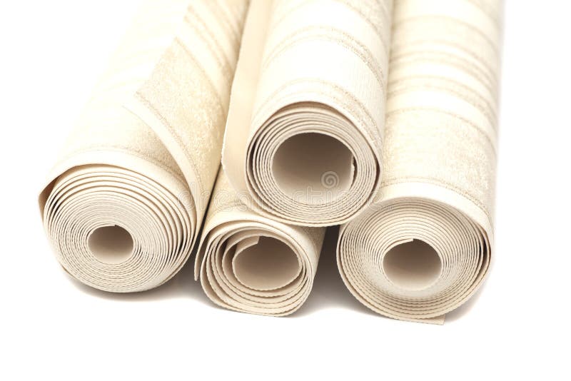 Roll of Vinyl Wallpapers on White Stock Photo Image of object