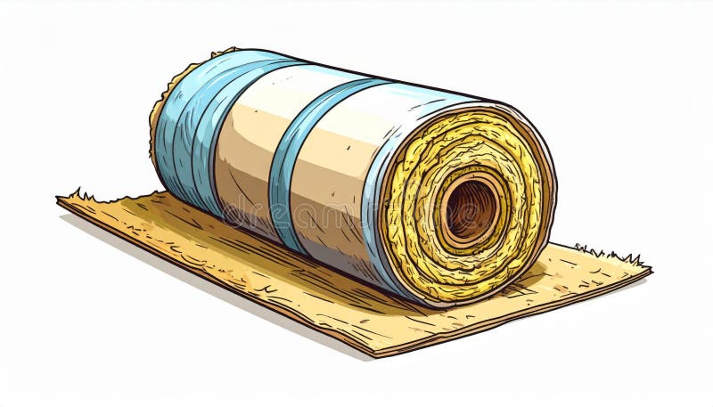 Roll of Yellow Building Insulation on Burlap stock illustration