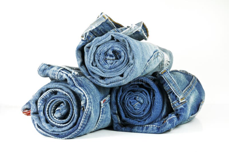 Rolled blue jeans