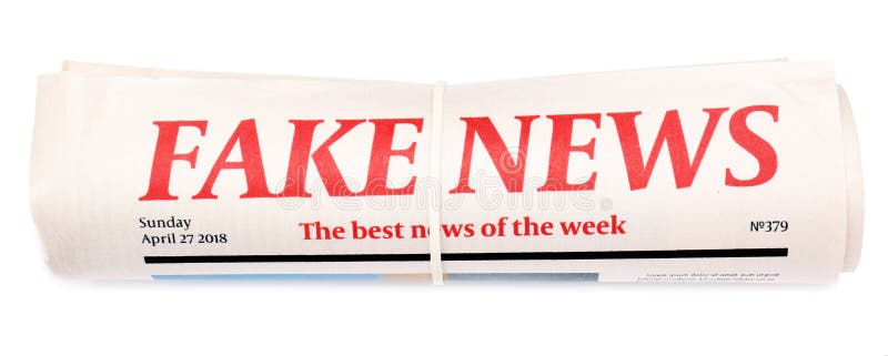 Rolled Newspaper with Headline FAKE NEWS on White Background Stock ...