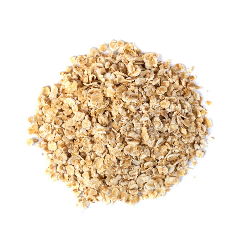 Rolled Oats Flakes on a White Background, Top View Stock Image - Image ...