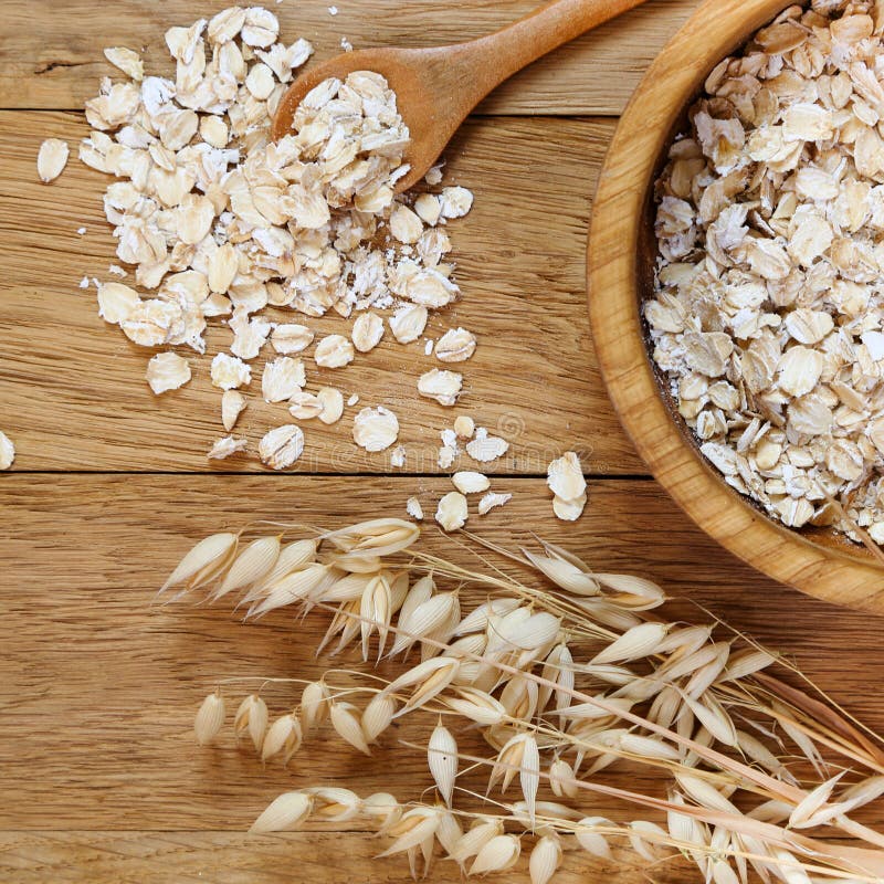 Rolled Oats and Oat Ears of Grain Stock Image - Image of shot ...