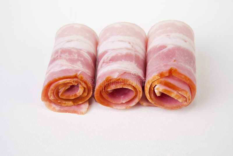Raw Back Bacon Slices Isolated On White Stock Photo Image of stack