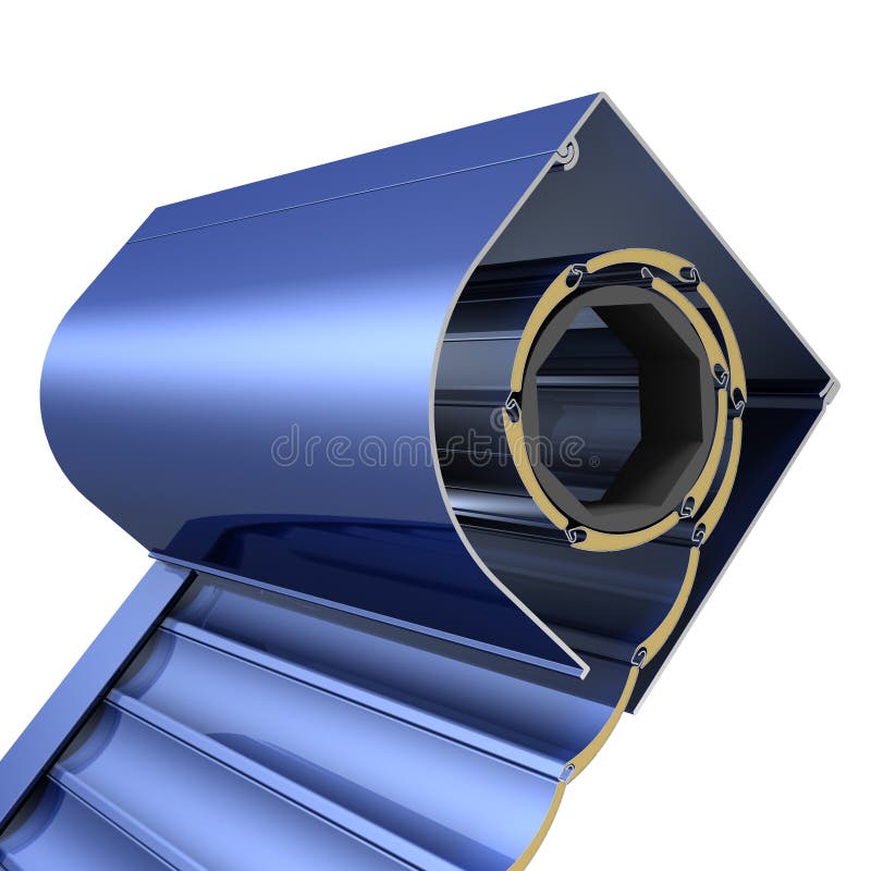 Rolled shutters in a protective box royalty free illustration