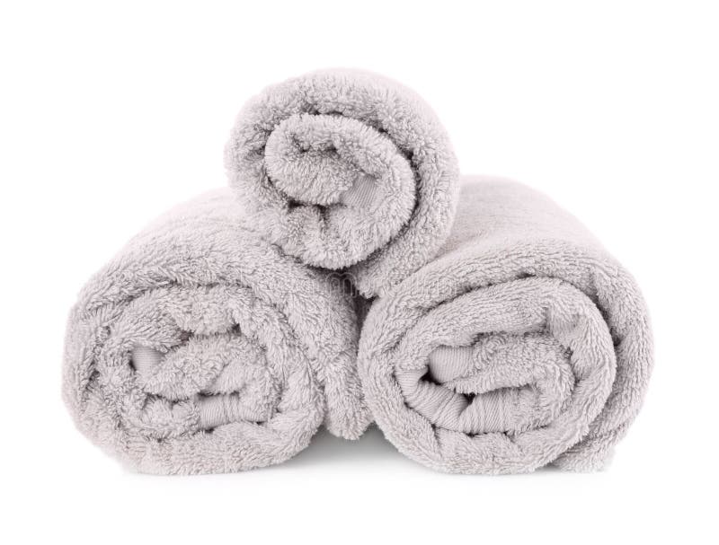 Rolled soft terry towels isolated royalty free stock photos