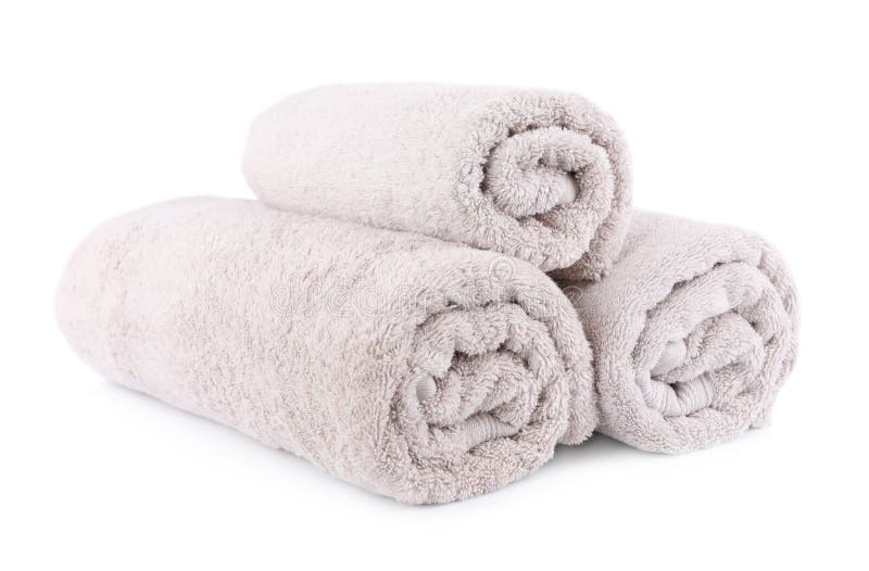 Rolled soft terry towels isolated royalty free stock photography