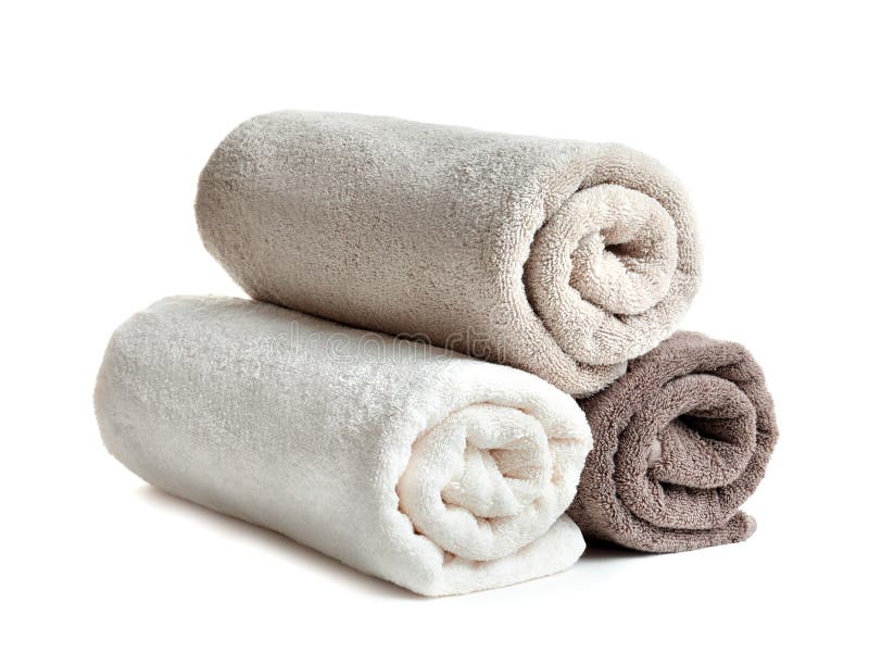 Rolled soft terry towels stock photography