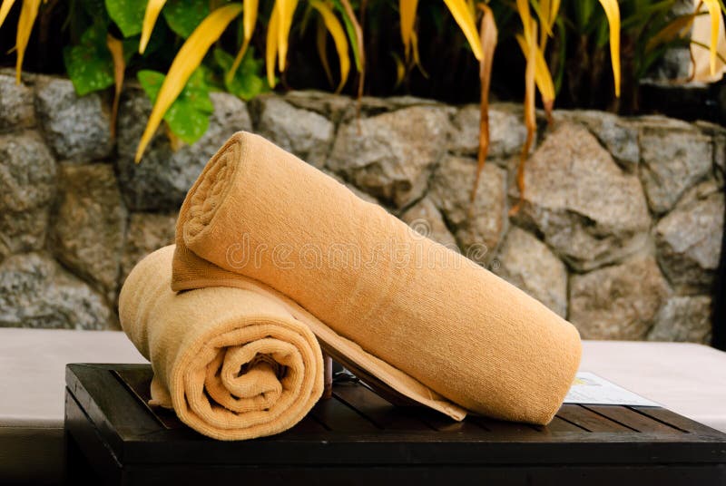 Rolled up bath towels stock photo. Image of linen, aromatic 23520384