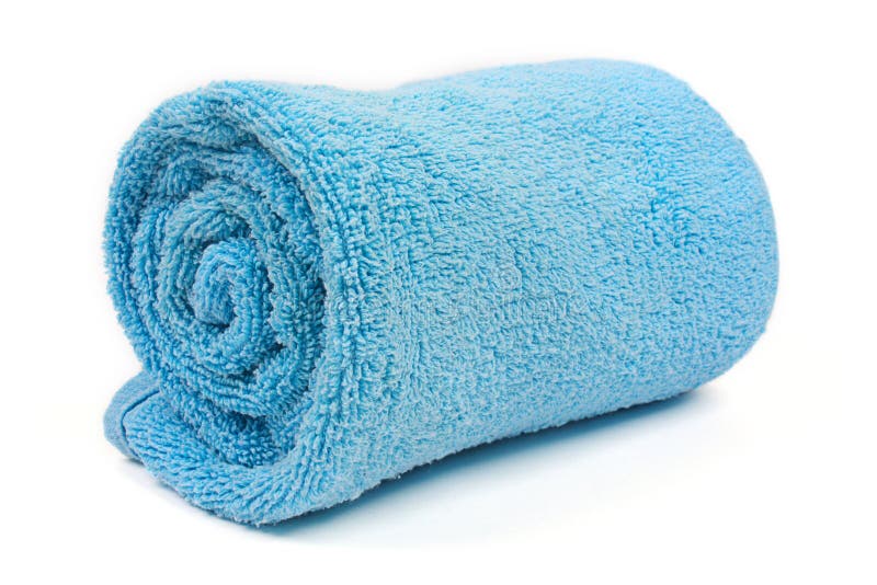 Rolled up blue beach towel