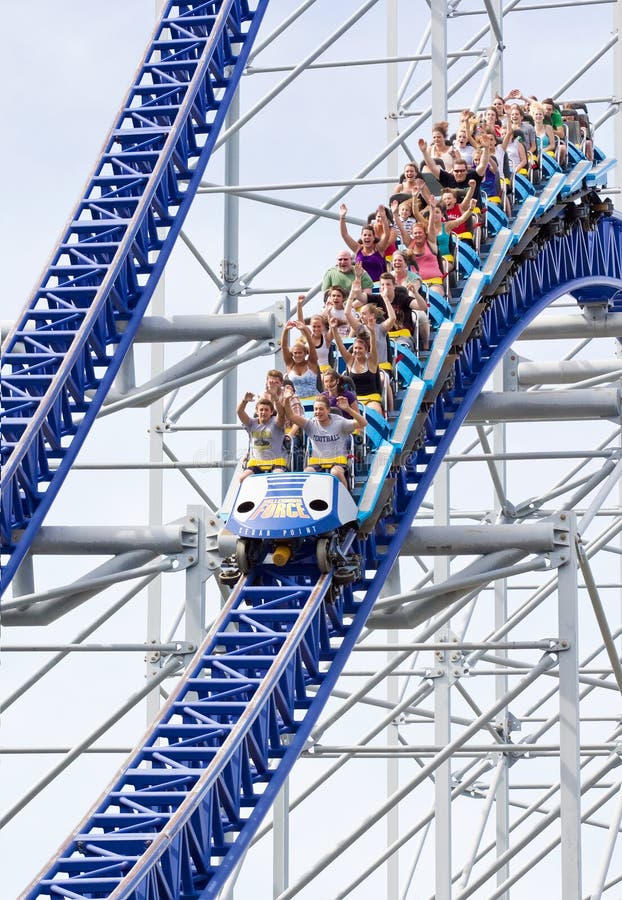 Roller coaster in amusement park stock photography