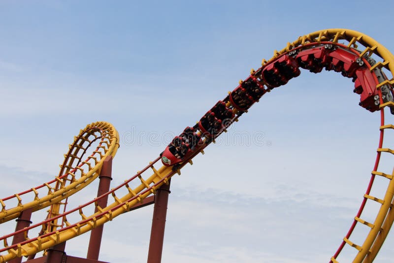 Roller Coaster Goudrix in the Loop Upside Down at Park Asterix, Ile De ...