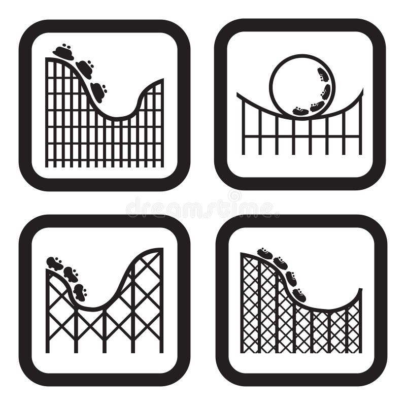 Roller coaster icon in four variations