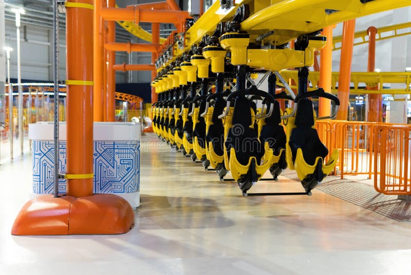 Roller Coaster Seats at Amusement Park. Stock Image Image of young